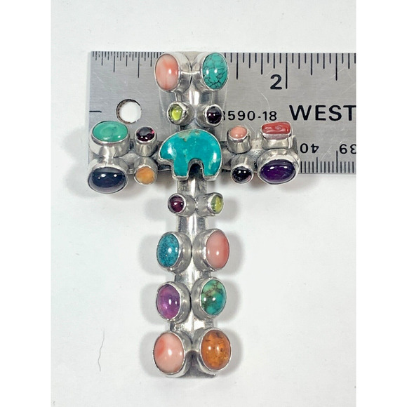 Nakai Navajo Indian Cross with Bear Fetish Sterling Silver - Picture 13 of 13